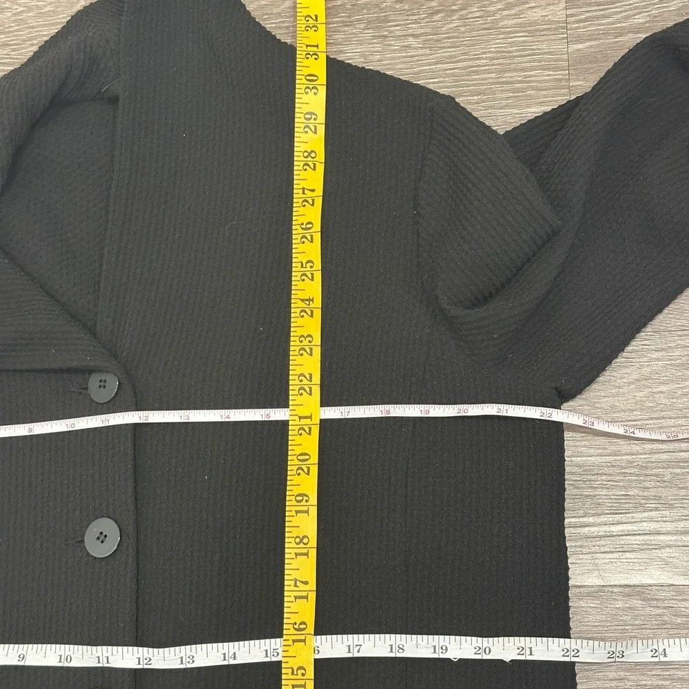 Eileen Fisher Black‎ Waffle Knit Shawl Collar Longline Cardigan Large Minimalism